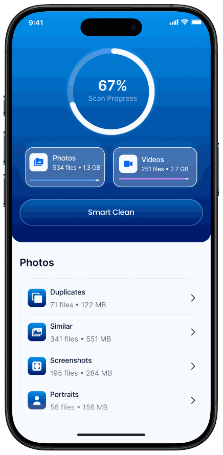 Smart Clean scan screen